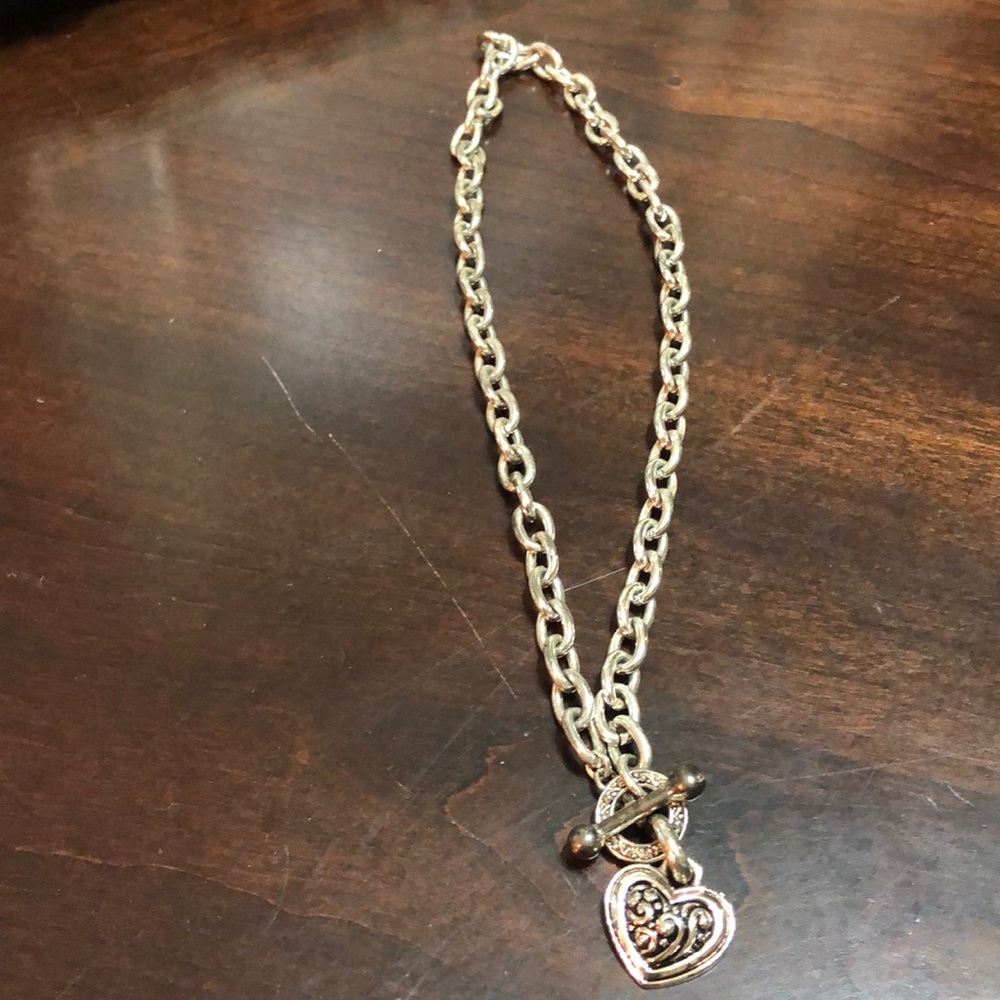 Silver Chain Necklace with Heart Shape Design